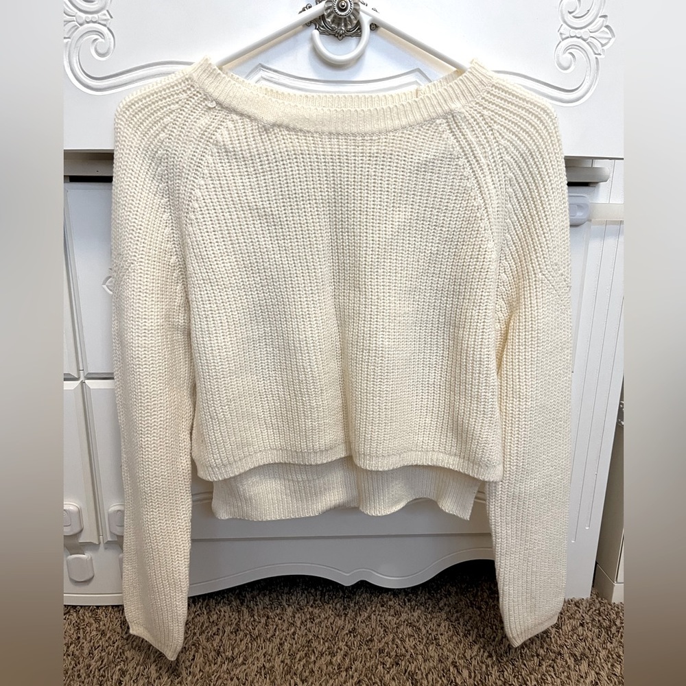 Papaya Small Top Pure White Crop Sweater, great additional to any dress/leggings
